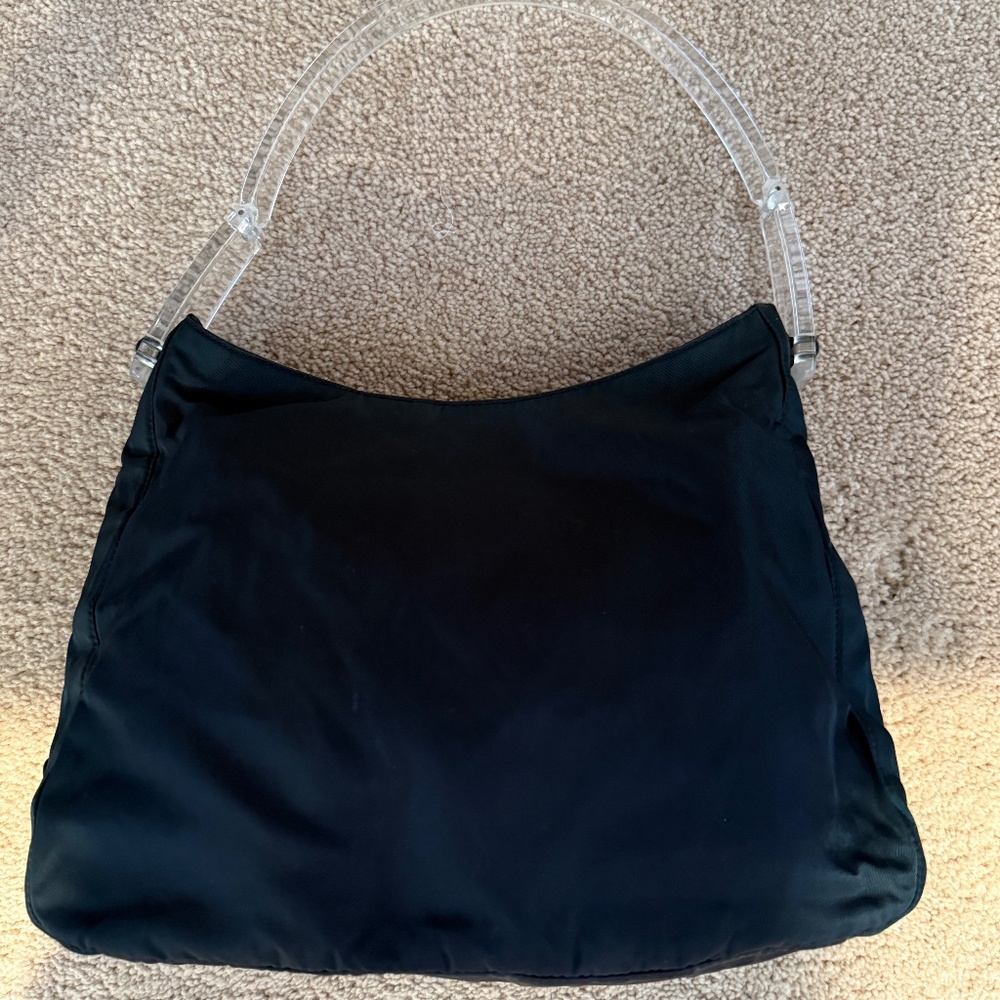Prada Tessuto Lucite Handle Hobo Bag